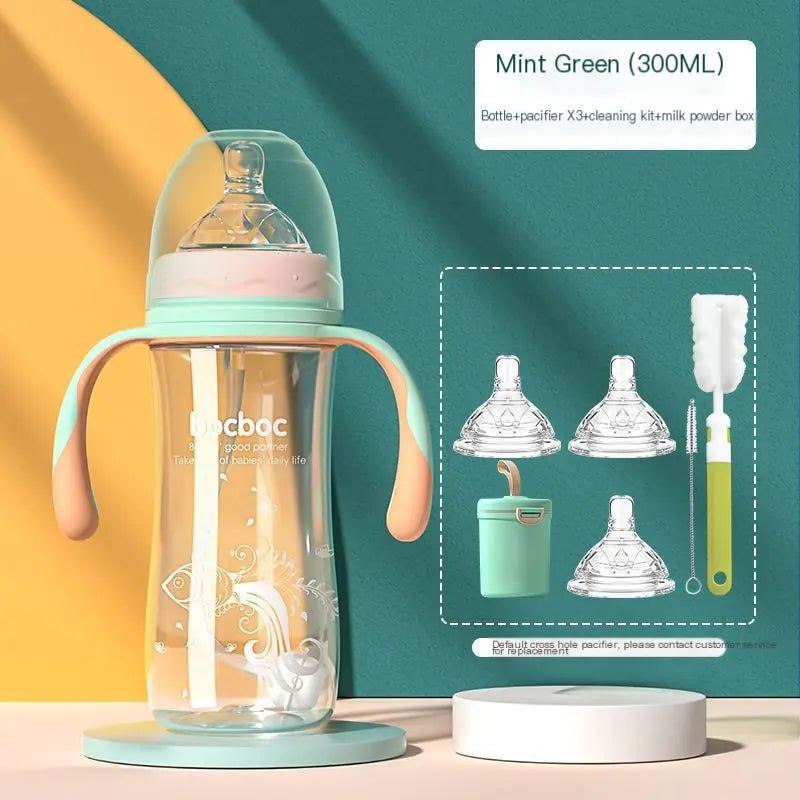 Heat-Resistant Baby Bottle with Straw and Duckbill
