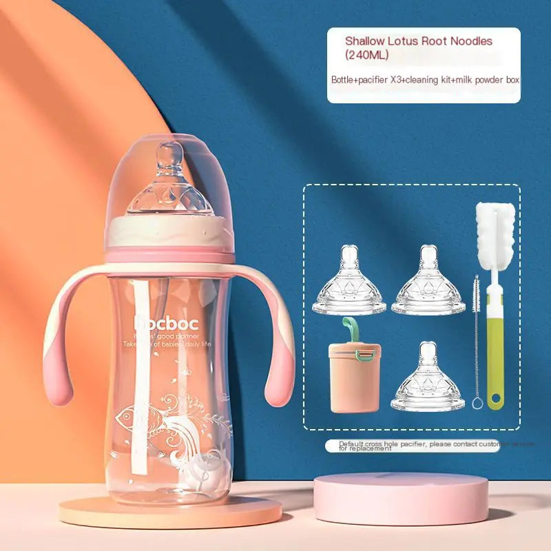 Heat-Resistant Baby Bottle with Straw and Duckbill