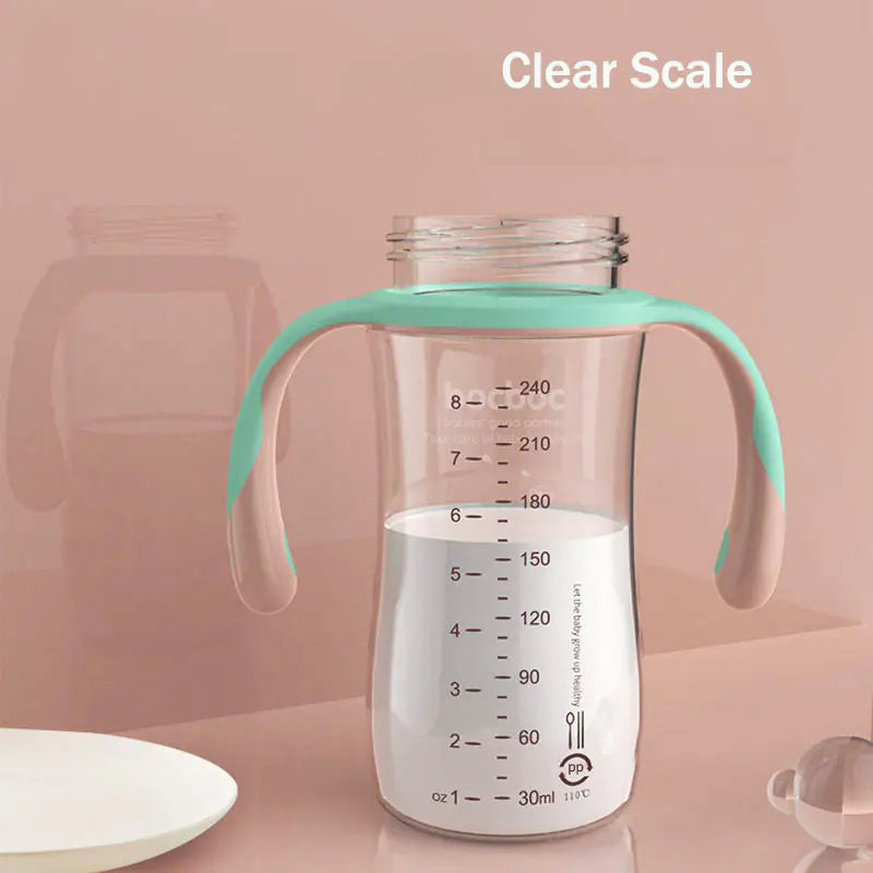 Heat-Resistant Baby Bottle with Straw and Duckbill