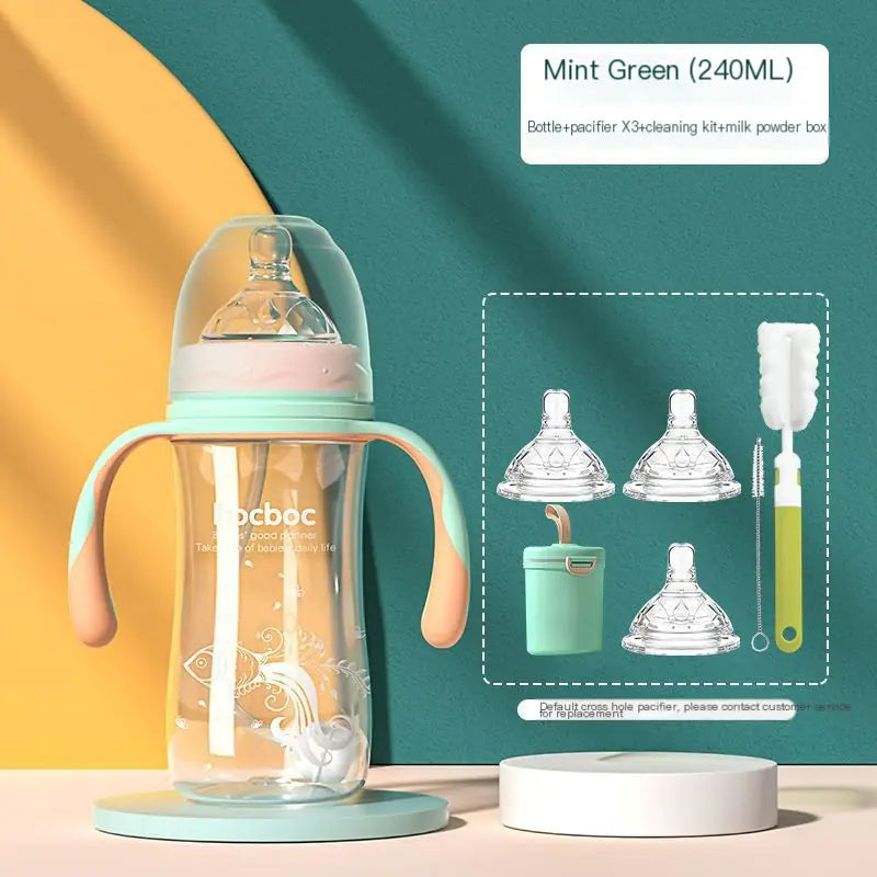 Heat-Resistant Baby Bottle with Straw and Duckbill