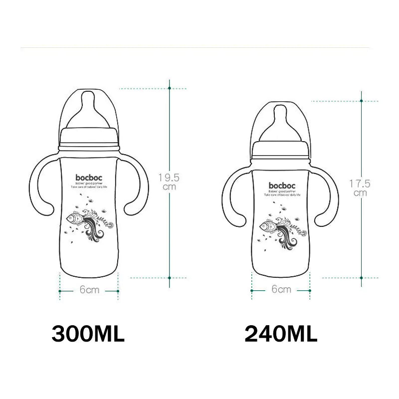 Heat-Resistant Baby Bottle with Straw and Duckbill