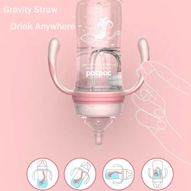 Heat-Resistant Baby Bottle with Straw and Duckbill