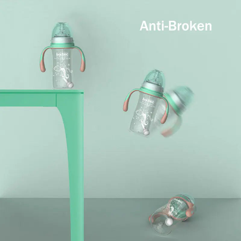 Heat-Resistant Baby Bottle with Straw and Duckbill