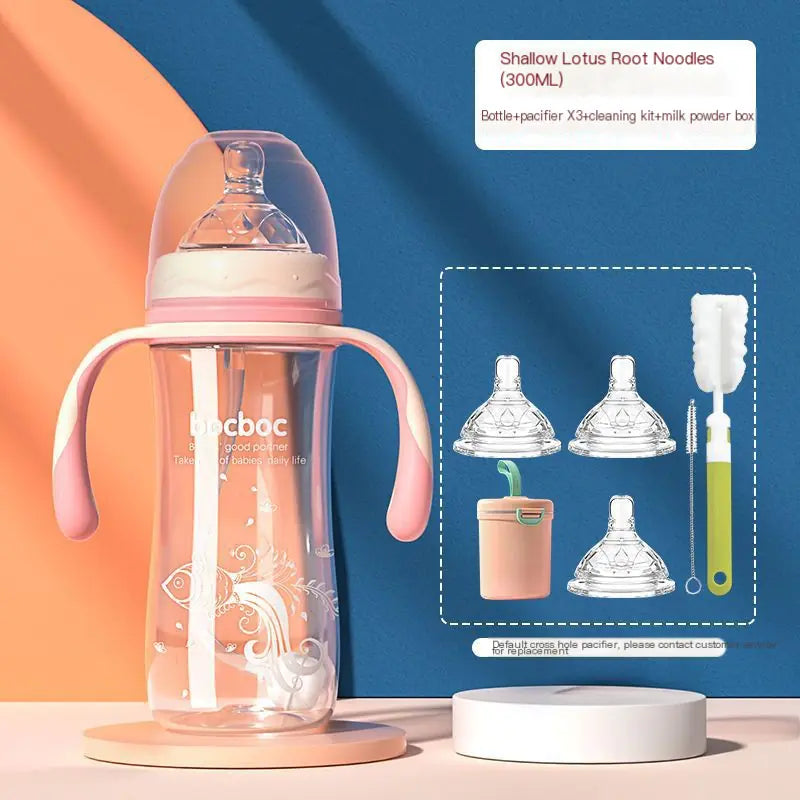 Heat-Resistant Baby Bottle with Straw and Duckbill